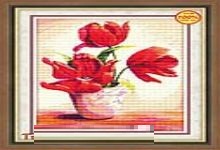 Tranh thêu chữ thập Bình hoa poppy N36252