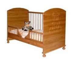 Giường cũi em bé Teddy màu gỗ GC-0021