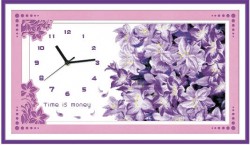 Tranh thêu chữ thập Đồng hồ hoa tím N37083