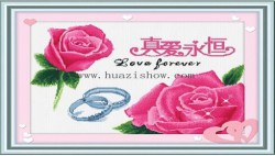 Tranh thêu chữ thập Hoa hồng và nhẫn đôi N36464